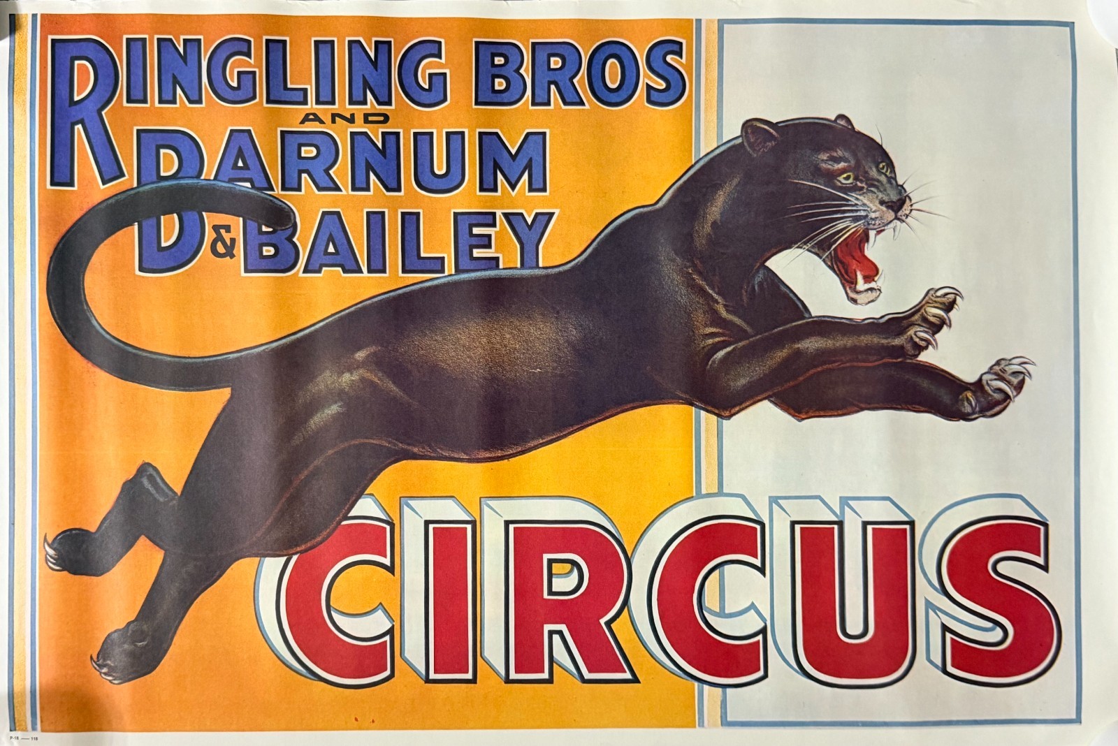 Ringling Bros Barnum & Bailey Circus PANTHER Poster (1960's)