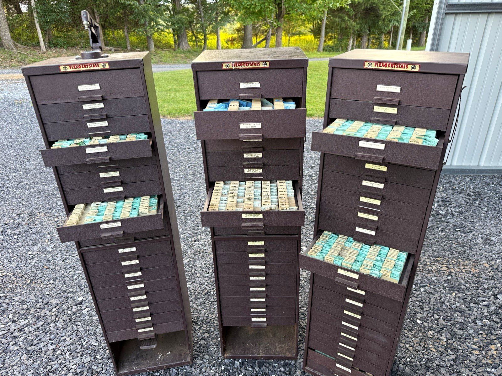 NOS G-S Flexo Clear Watch Crystal Three Full Storage Drawer Cabinets NOS G-S Flexo Clear Watch Crystal Three Full Storage Drawer Cabinets