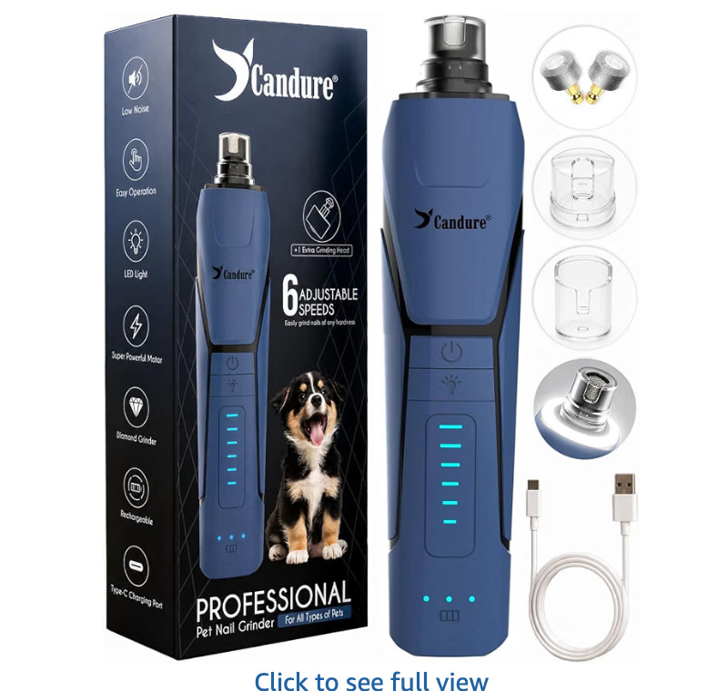 Whisper Quiet Dog Nail Grinder with 360 Degree LED Light, 6-Speed Rechargeable Whisper Quiet Dog Nail Grinder with 360 Degree LED Light, 6-Speed Rechargeable