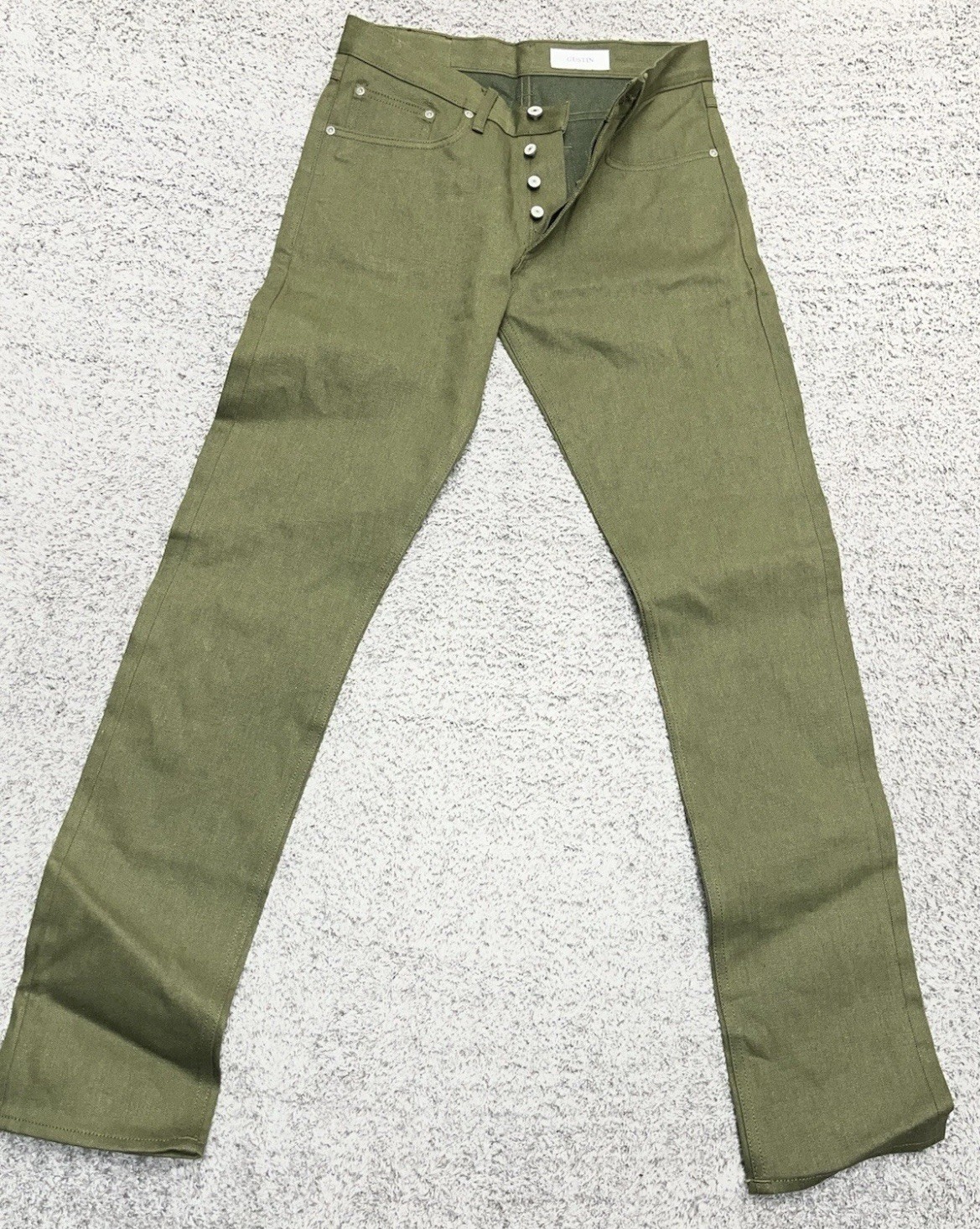 Gustin Jeans Mens 30x34 Slim Button Fly Green Selvedge 5 POCKET  New Denim 