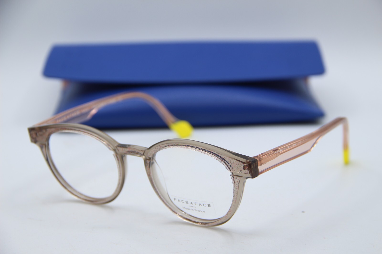 NEW FACE A FACE HOLLOW 3 COL 3506 SPARKLED ORANGE YELLOW EYEGLASSES W/CASE 47-19