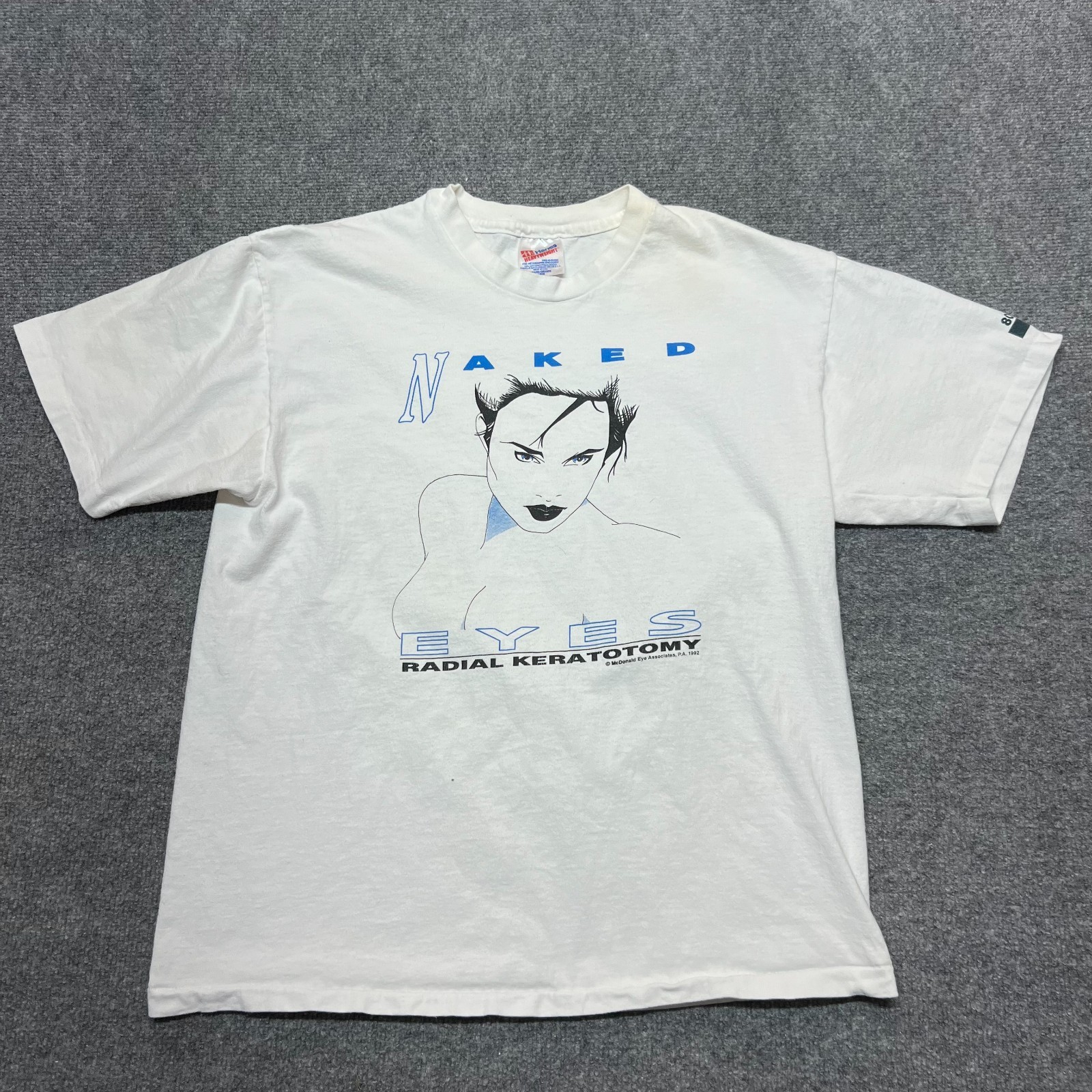 Vintage Hanes Naked Eyes Radial Keratotomy T-Shirt Adult Large White Funny 90s