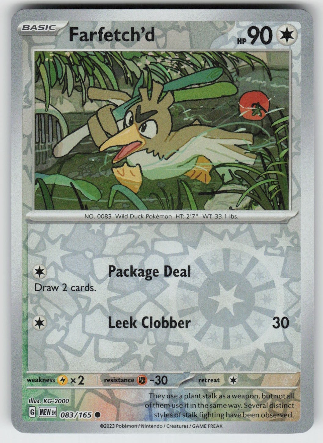 PO-01 Reverse Holo Farfetch\'d 083/165 Common SV: Scarlet & Violet 151 PO-01 Reverse Holo Farfetch\'d 083/165 Common SV: Scarlet & Violet 151