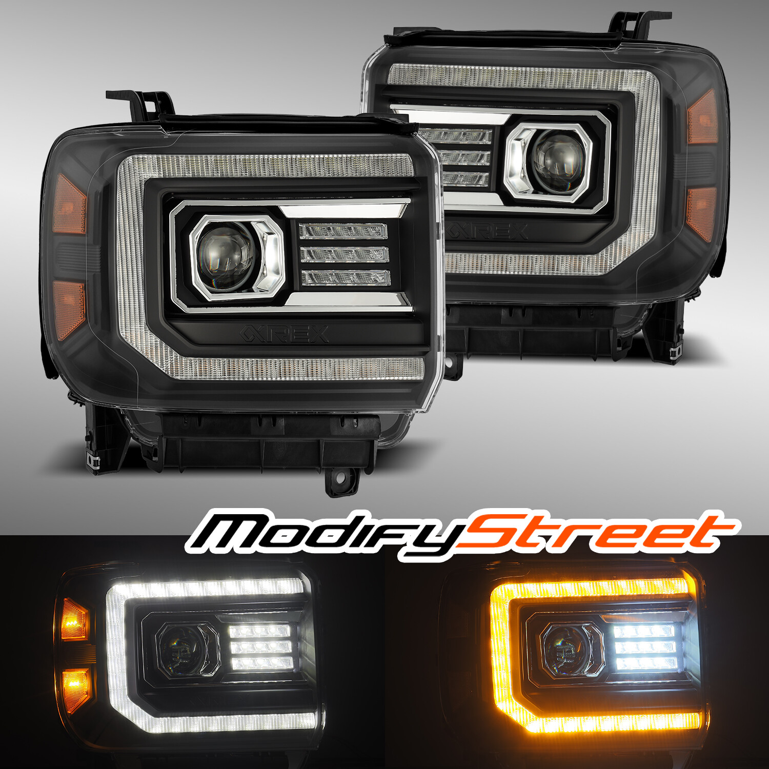 For 14-18 GMC Sierra PRO-Series LED Projector Headlights Replacemt Pair Black