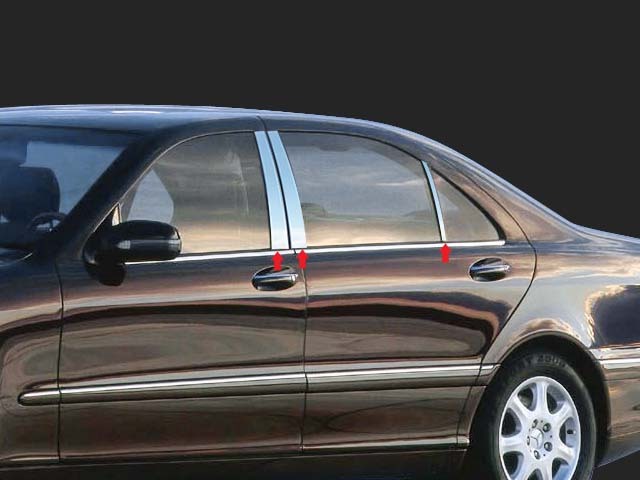 Stainless Chrome Pillar Posts 6PC QAA Window Trim FOR Mercedes S-Class 2007-2013