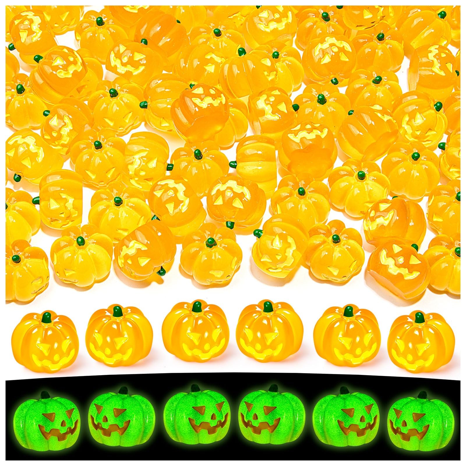 LHSYFBZ Halloween Luminous Mini Resin Pumpkins Number of Items 25 LHSYFBZ Halloween Luminous Mini Resin Pumpkins Number of Items 25