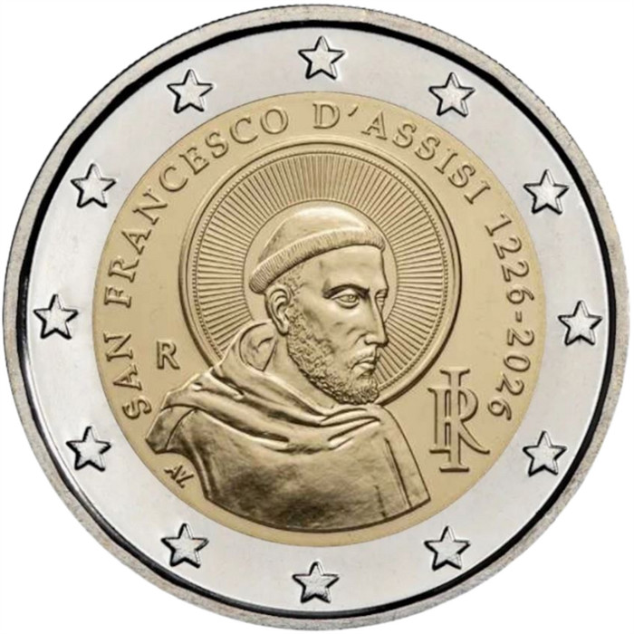 2026 Italy € 2 Euro Uncirculated UNC Coin - Saint Francis St of Assisi 800 Years