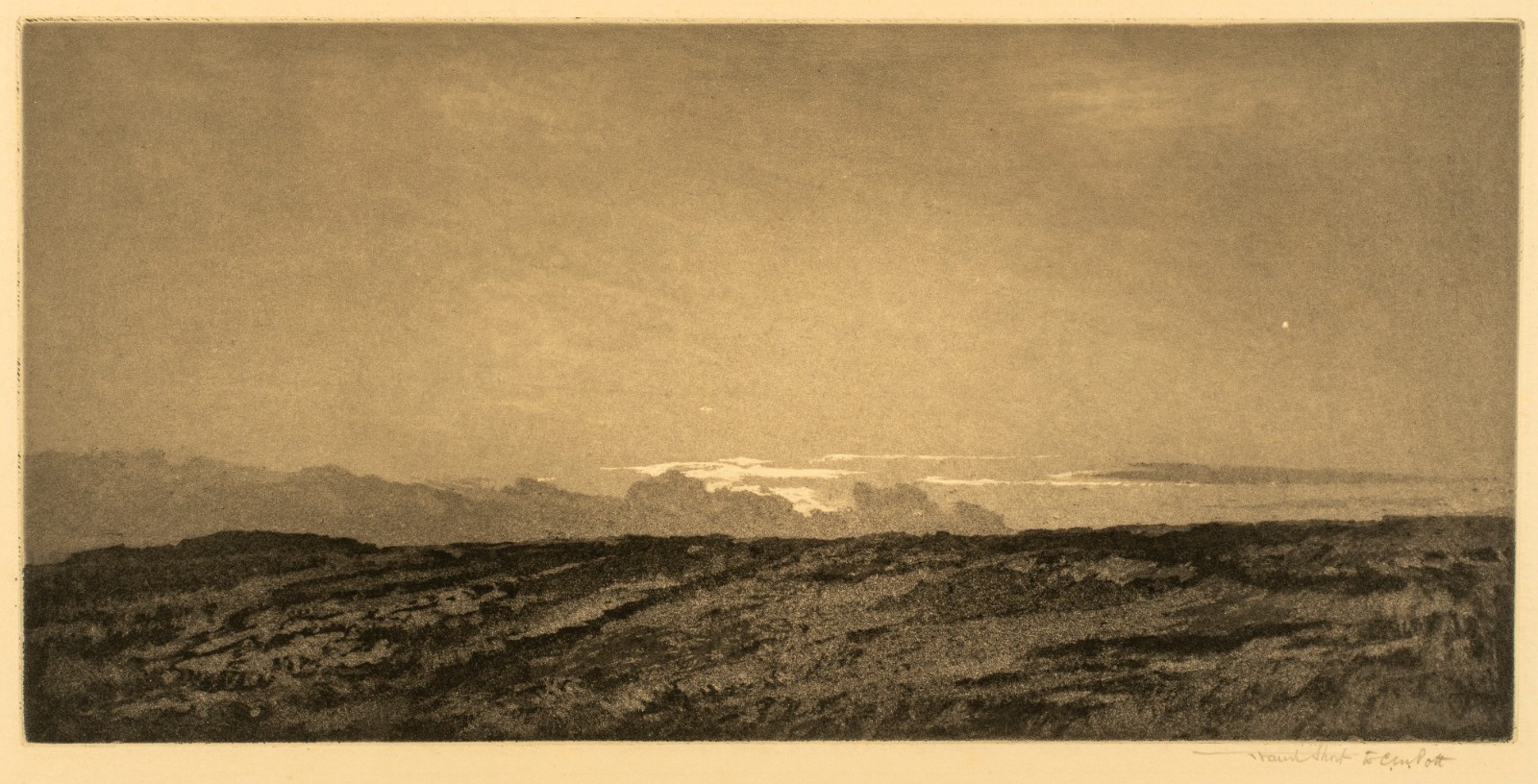 Antique Original Aquatint Etching: Frank Short (1857-1945) Dawn, 1912, Signed