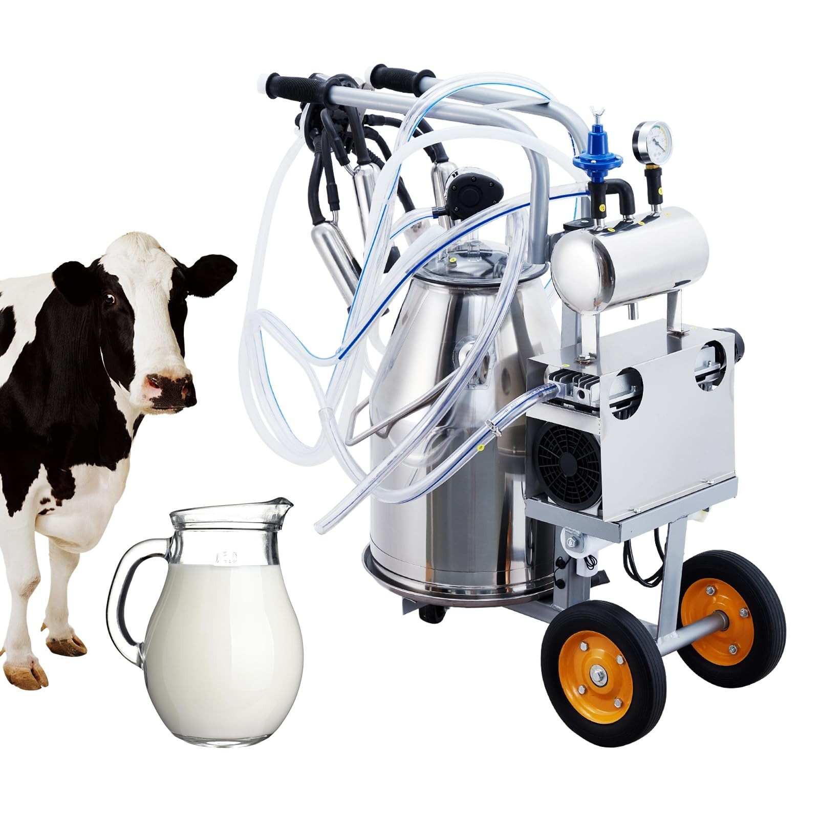 6.6 Gal/25L Portable Cow Milking Machine, Electric Milking Machine with 3