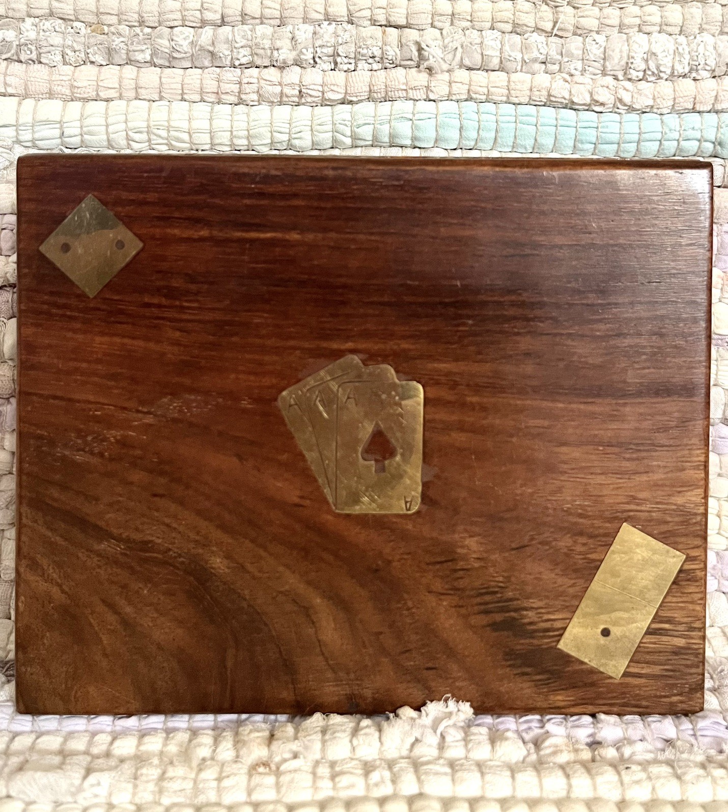 Vintage Handcrafted Wooden Playing Card Storage Box Vintage Handcrafted Wooden Playing Card Storage Box