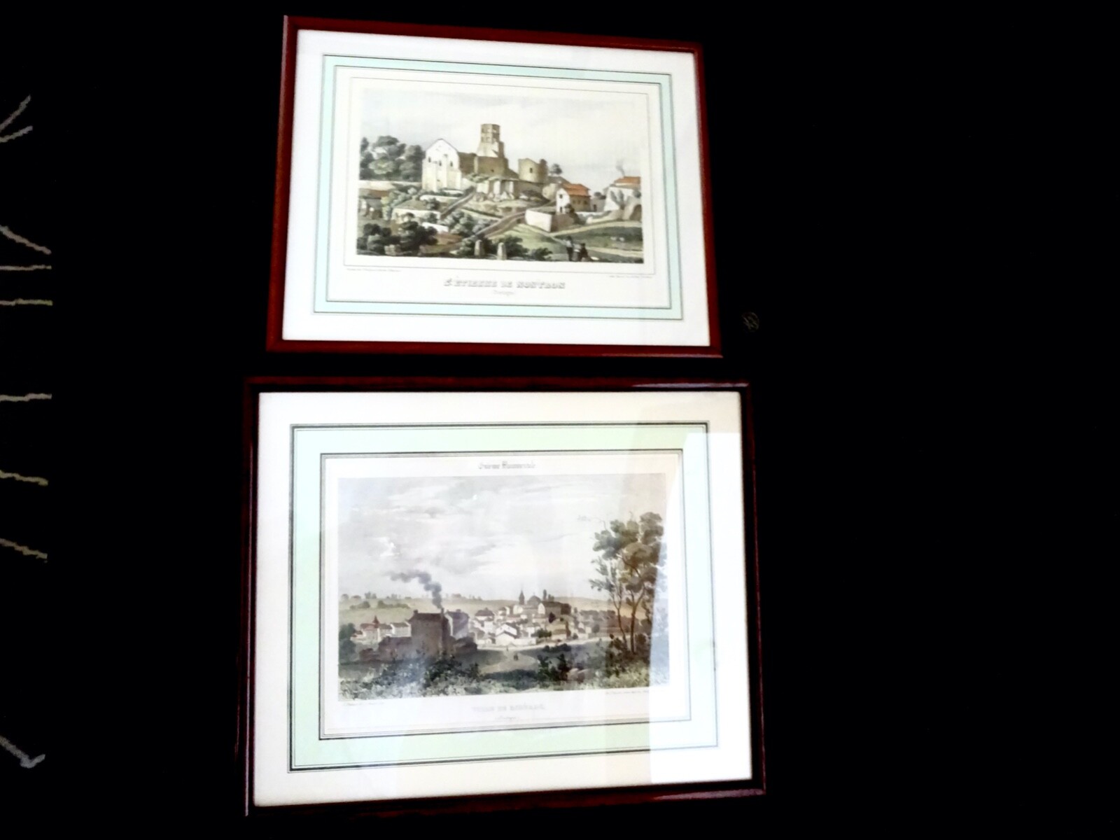 Antique French Prints Old European Art Chateau Vintage Gallery Wall Framed. Antique French Prints Old European Art Chateau Vintage Gallery Wall Framed.