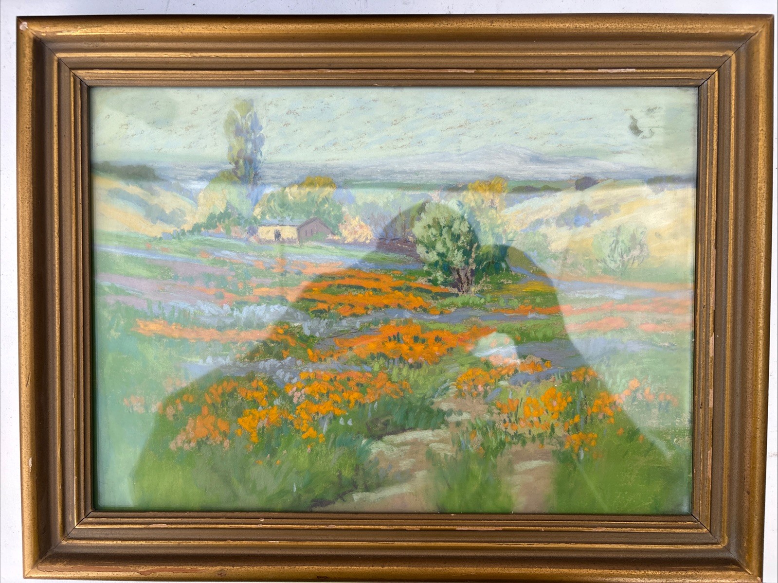 Original Impressionist California Landscape Pastel Drawing Unsigned 13x17 Original Impressionist California Landscape Pastel Drawing Unsigned 13x17