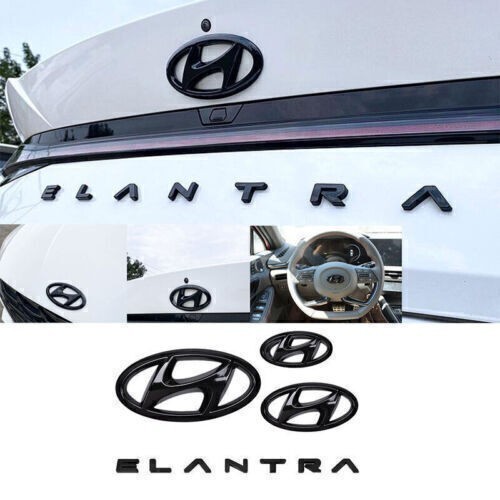Fit For Hyundai Elantra 2025-2026 Glossy Black Front Rear Logo Emblem Badge 10X