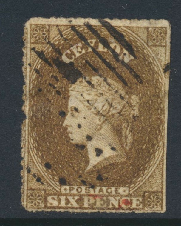 Ceylon 1861-4 6d olive-sepia SG31b used Cat £120 Ceylon 1861-4 6d olive-sepia SG31b used Cat £120