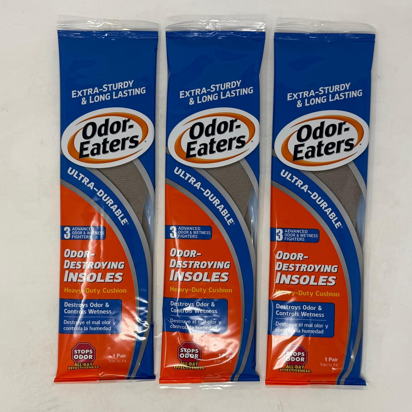 3 Pairs - Odor-Eaters Ultra-Durable Odor-Destroying Insoles, Heavy-Duty Cushion 3 Pairs - Odor-Eaters Ultra-Durable Odor-Destroying Insoles, Heavy-Duty Cushion