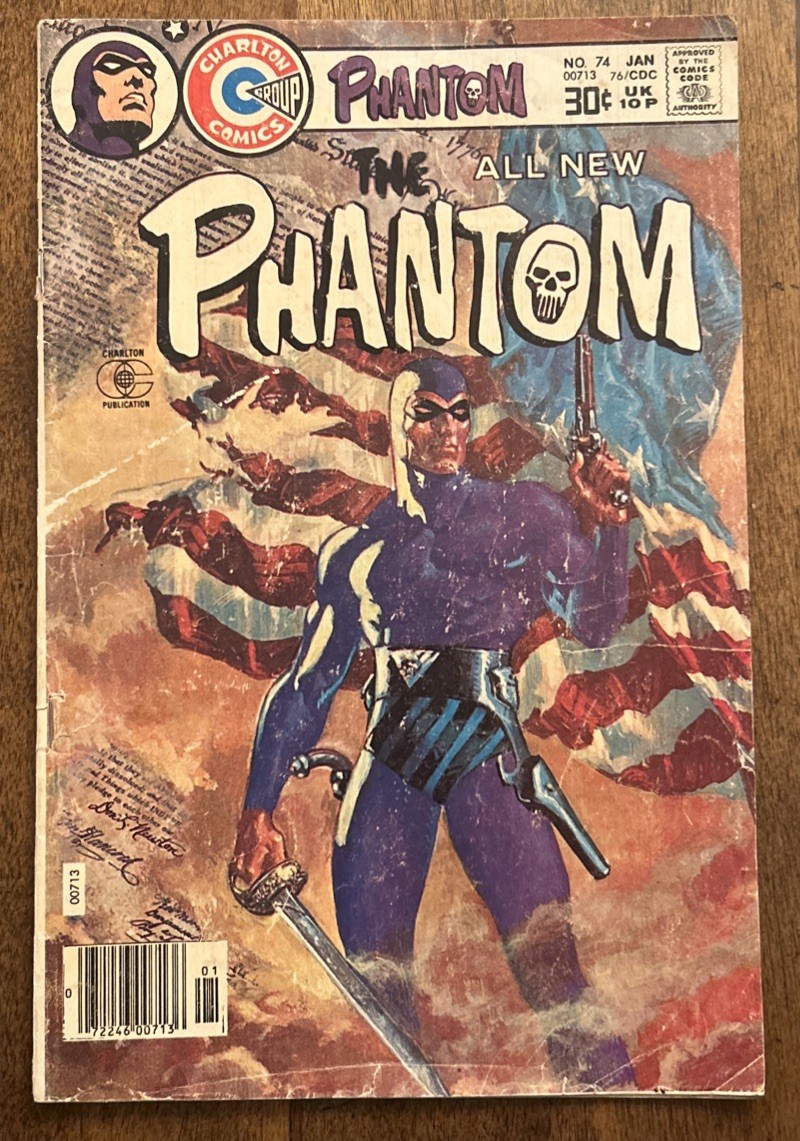 The Phantom #74 Charlton Comics 1976-77 Iconic Flag Cover Last Issue The Phantom #74 Charlton Comics 1976-77 Iconic Flag Cover Last Issue