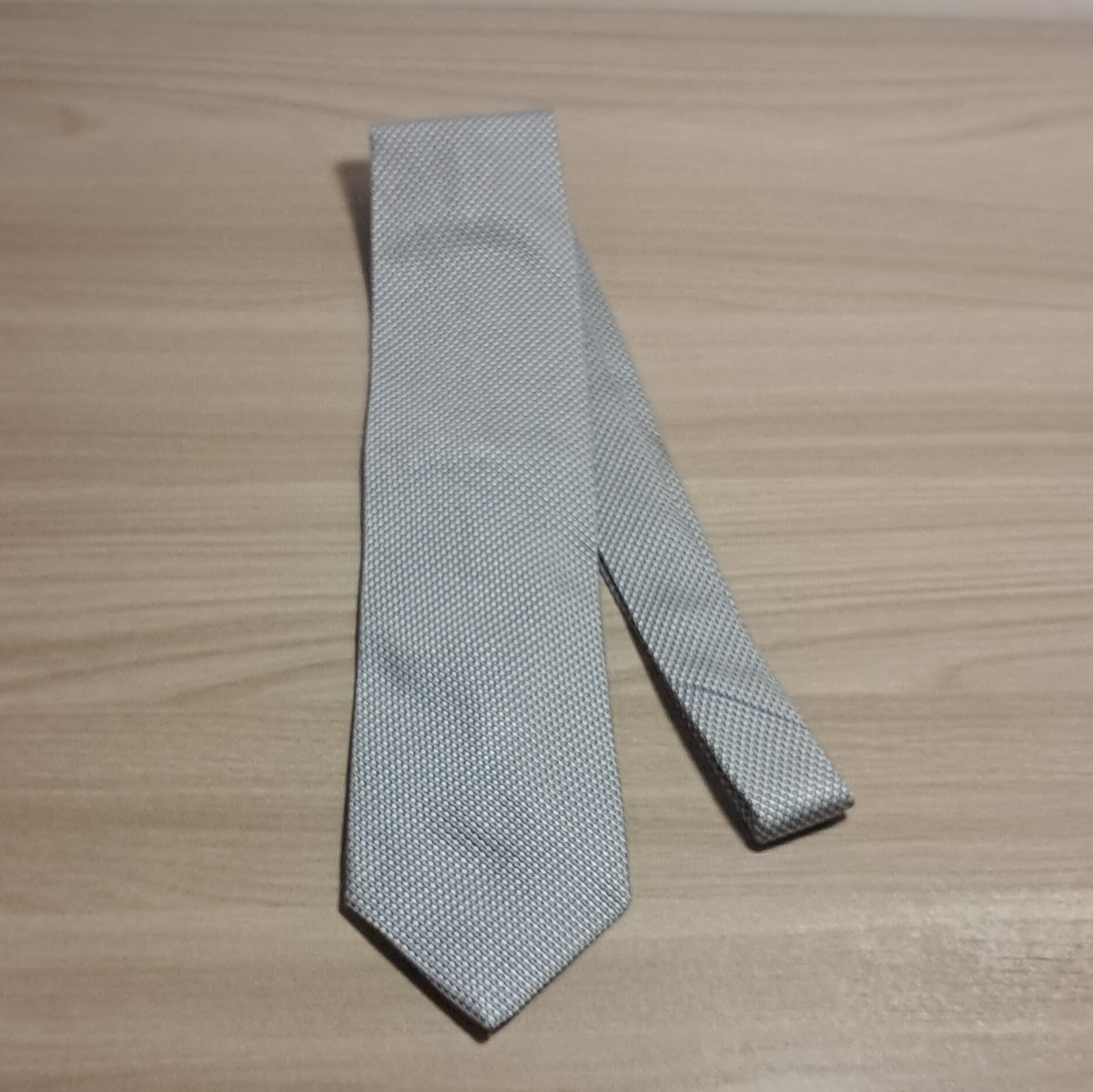Pal Zileri Men\'s 100% Silk Tie Grey Blue Geometric Pattern Pointed Toe