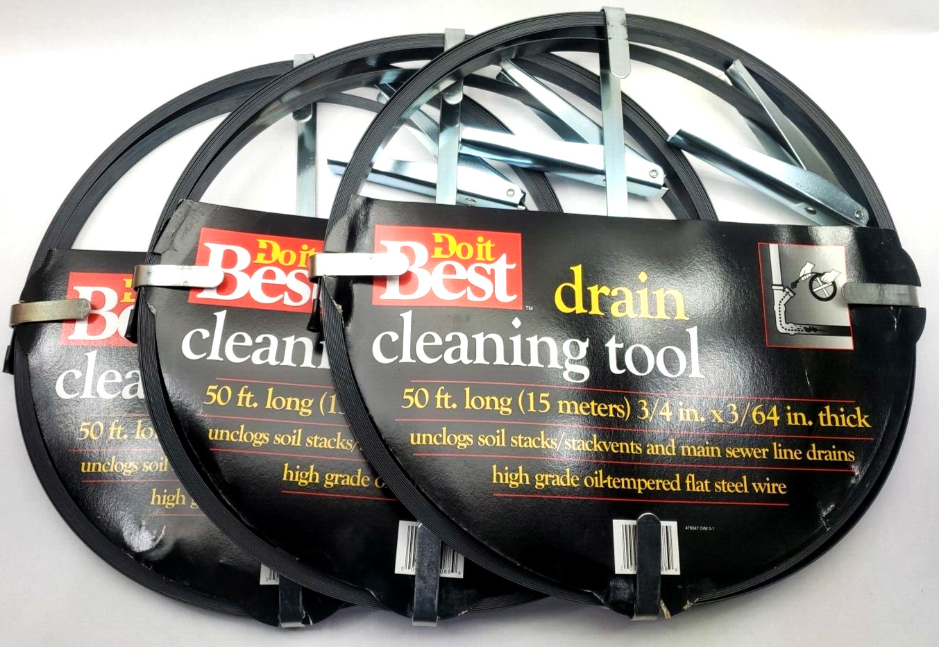 CASE OF 3, Do it Best Flat 3/4 In. x 3/64 In. x 50 Ft. DRAIN CLEANING TOOL. CASE OF 3, Do it Best Flat 3/4 In. x 3/64 In. x 50 Ft. DRAIN CLEANING TOOL.