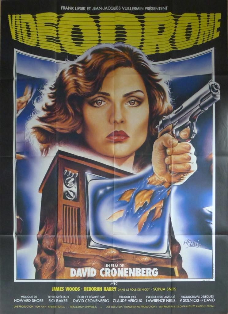 VIDEODROME - DAVID CRONENBERG / WOODS - RARE ORIGINAL LARGE FRENCH MOVIE POSTER