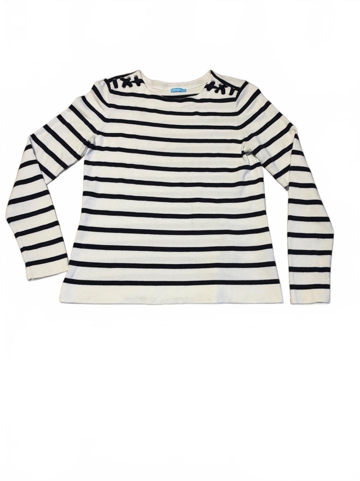 J Mclaughlin White and Navy Striped Knit Top Size M J Mclaughlin White and Navy Striped Knit Top Size M
