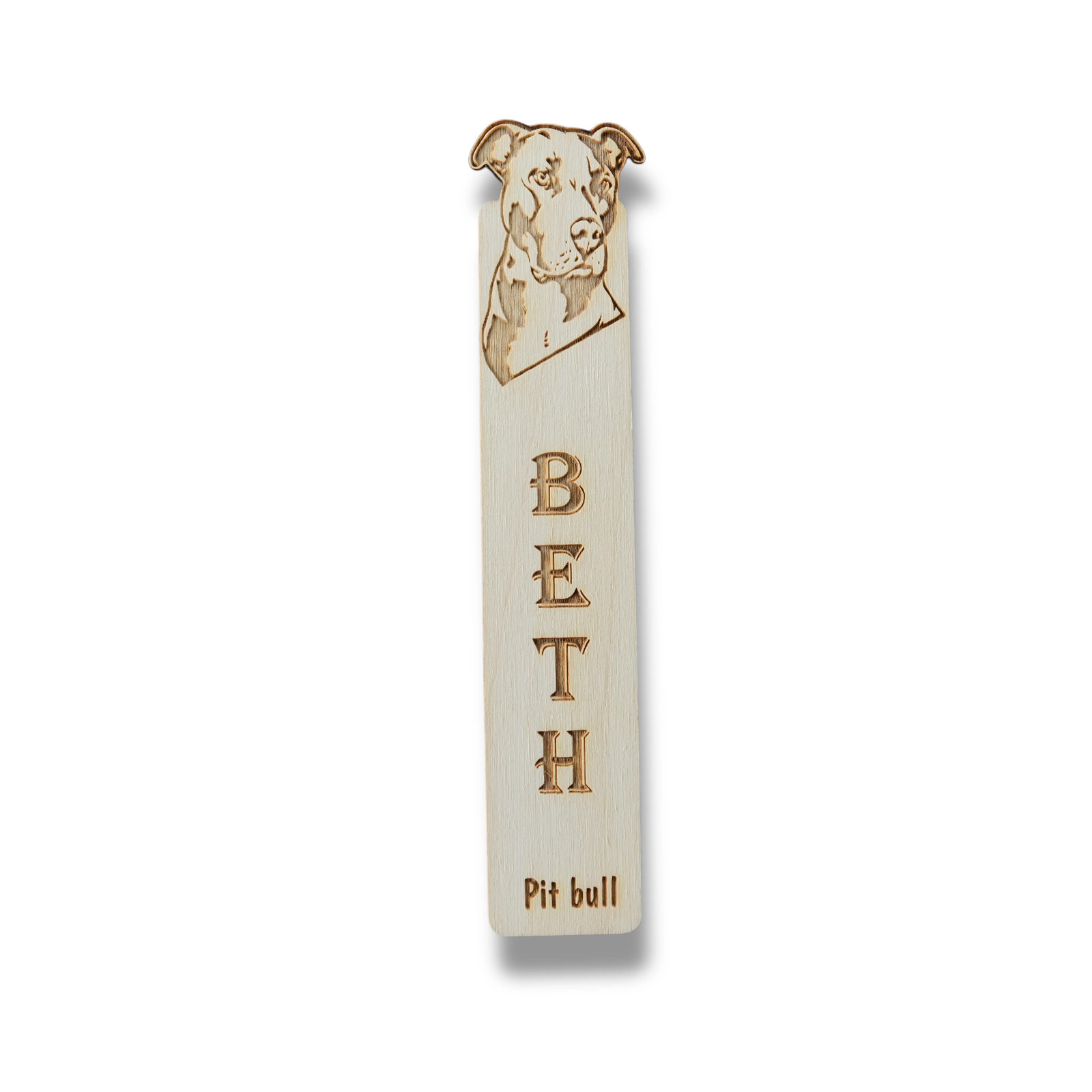 Bookmark - PERSONALIZED Pit bull Dog - Birch wood Bookmark - PERSONALIZED Pit bull Dog - Birch wood