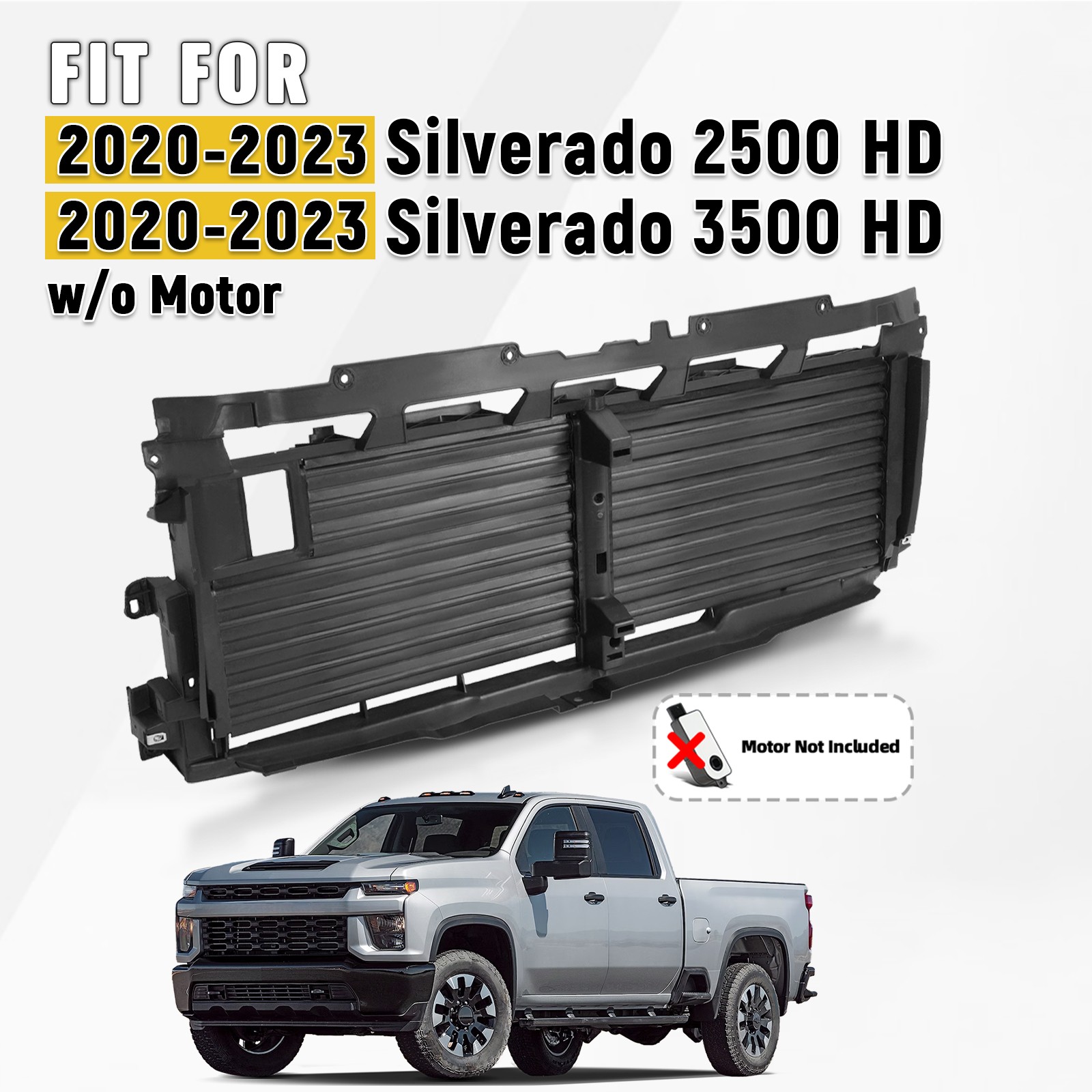 For 2020-2023 Chevy Silverado 2500 HD 35000 HD Radiator Grille Shutter W/O Motor For 2020-2023 Chevy Silverado 2500 HD 35000 HD Radiator Grille Shutter W/O Motor