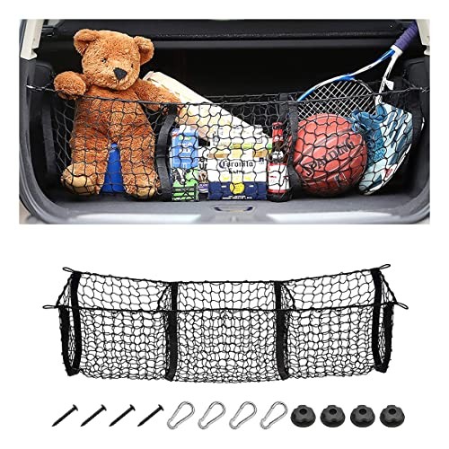3-Pocket Car Trunk Cargo Net with Carabiners 3-Pocket Car Trunk Cargo Net with Carabiners