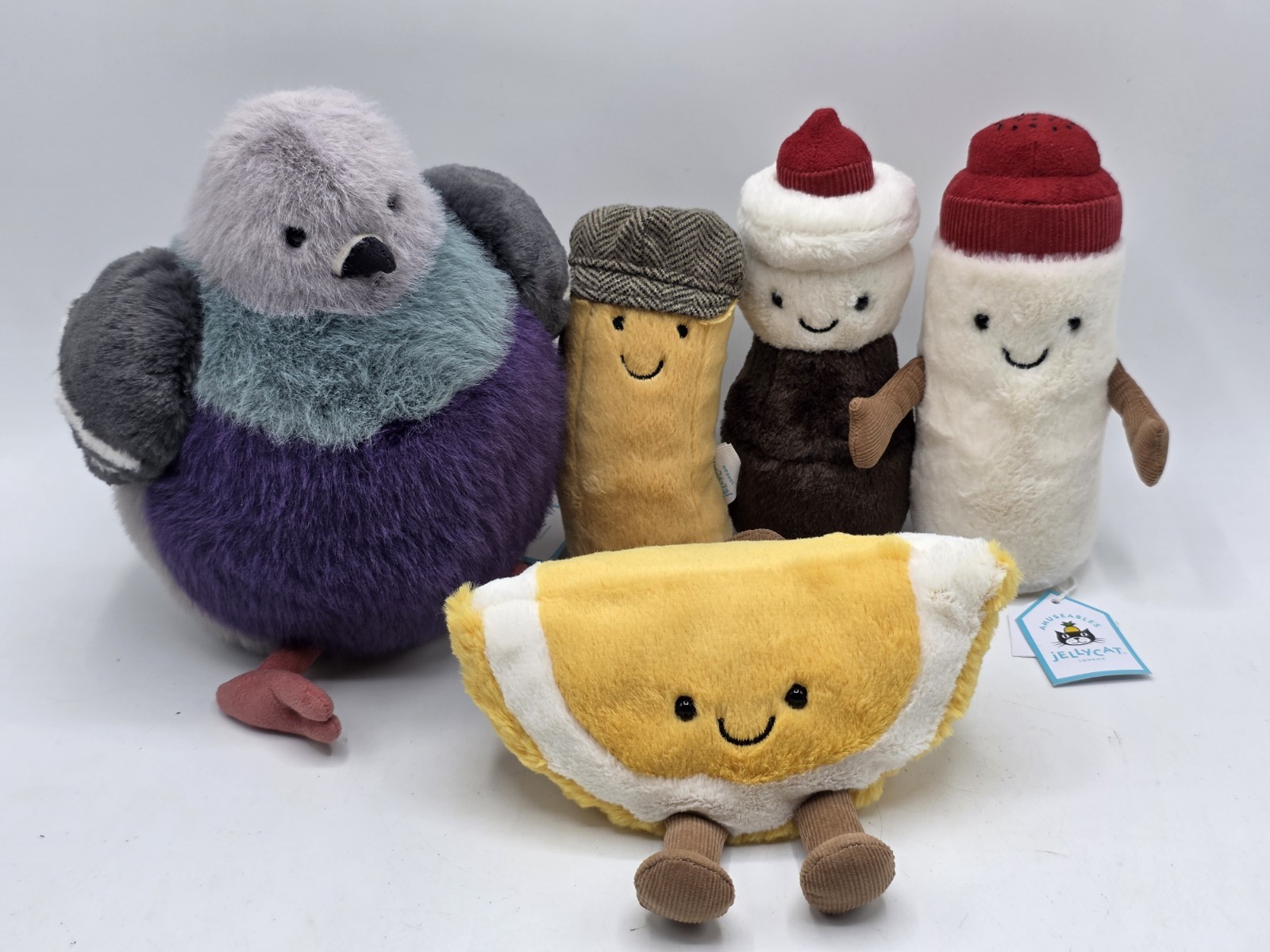 Jellycat Selfridges Exclusive Lot 5 Authentic Pigeon Charlie Chip Lemon Vinnie