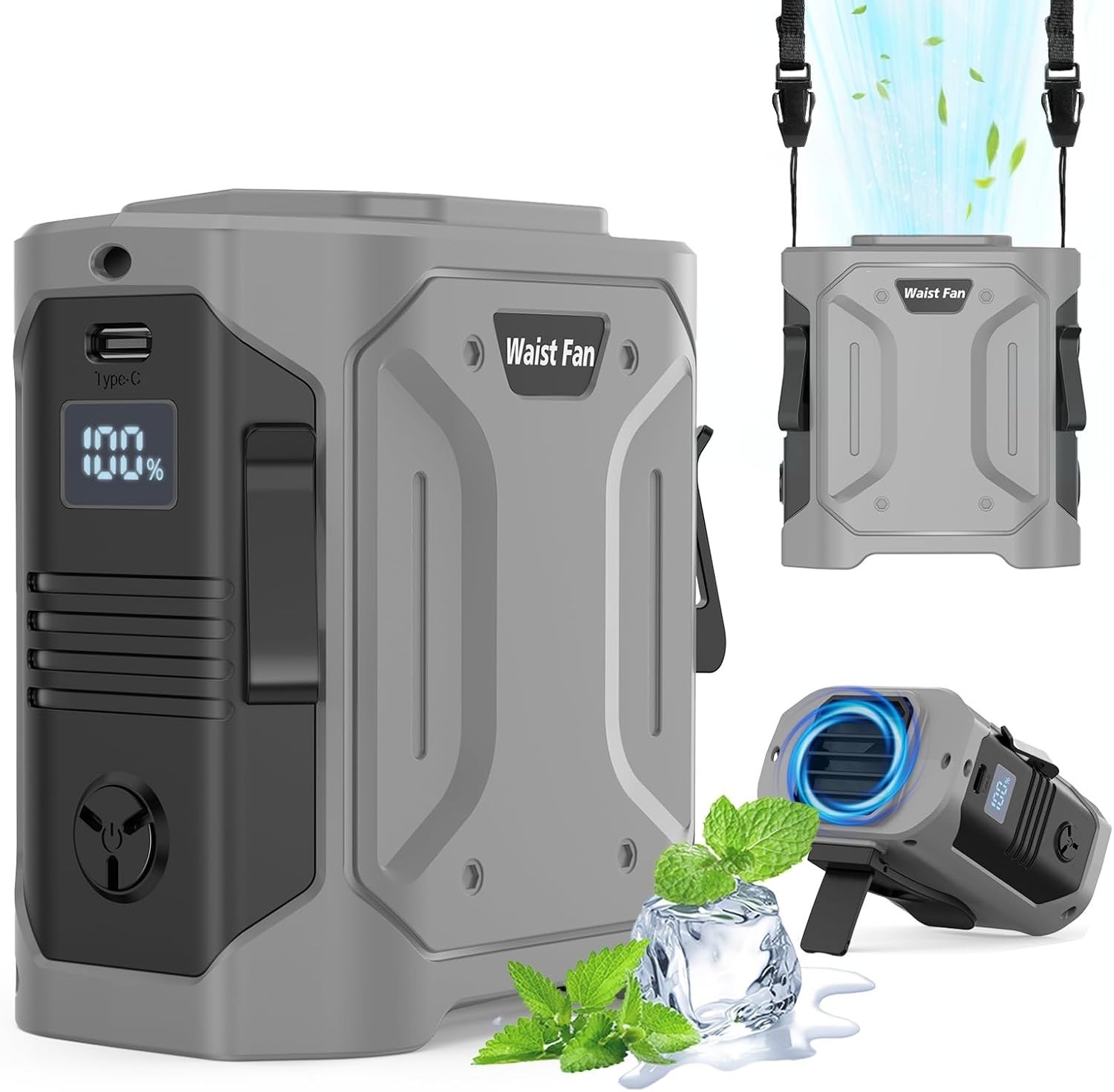 20000Mah Portable Waist Fan Clip on Belt Shirt Body Rechargeable Battery 5 Speed 20000Mah Portable Waist Fan Clip on Belt Shirt Body Rechargeable Battery 5 Speed