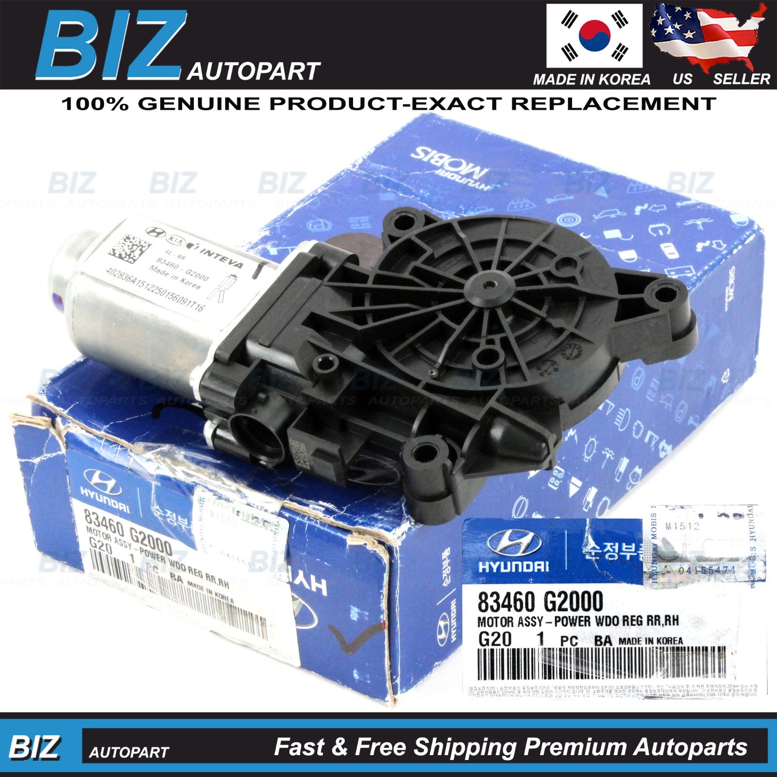 Genuine Power Window Motor REAR RIGHT for 2017-2022 Hyundai Ioniq 83460-G2000