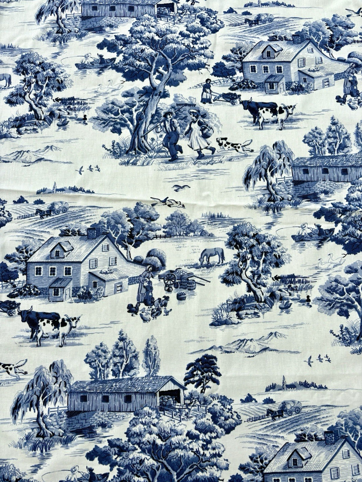 1 Yard Vtg Home Collection Madison Avenue Farm Scene Fabric Toile Print 56\ 1 Yard Vtg Home Collection Madison Avenue Farm Scene Fabric Toile Print 56\