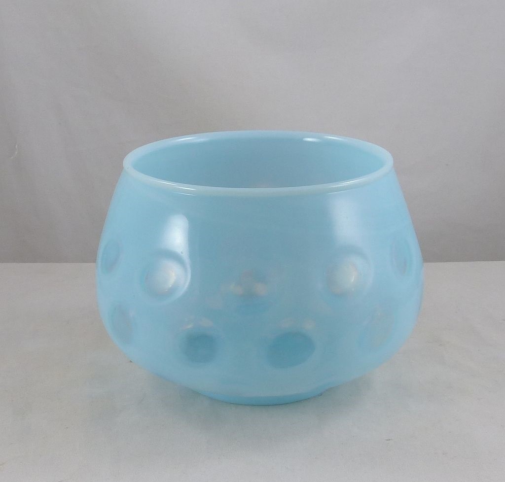 Fenton 1522 BO Blue Opalescent Coin Dot Candy Bowl No Lid Ca: 1949 