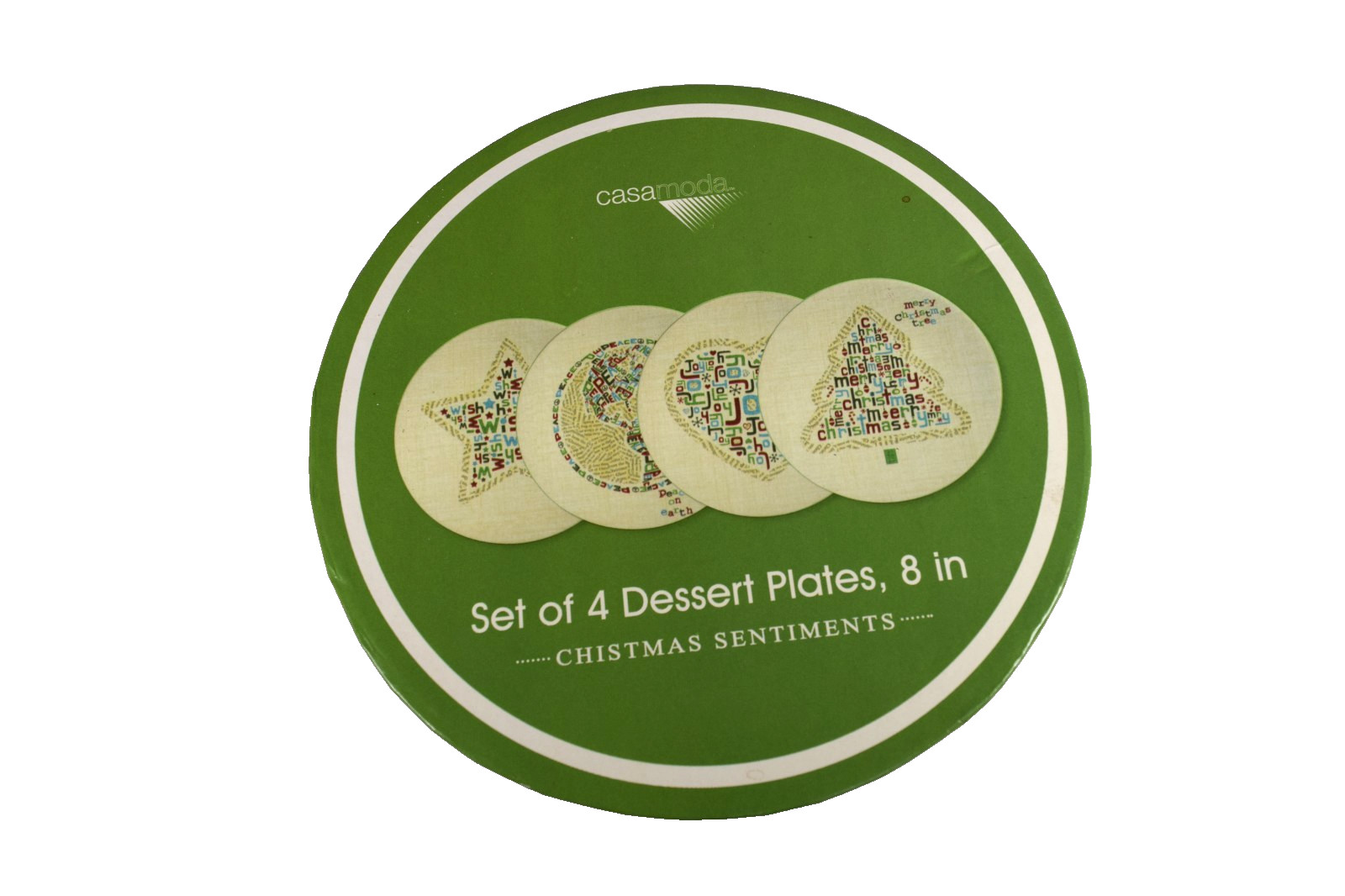 Set 4 Casamoda Christmas Sentiments Dessert /Snack Plates 8\
