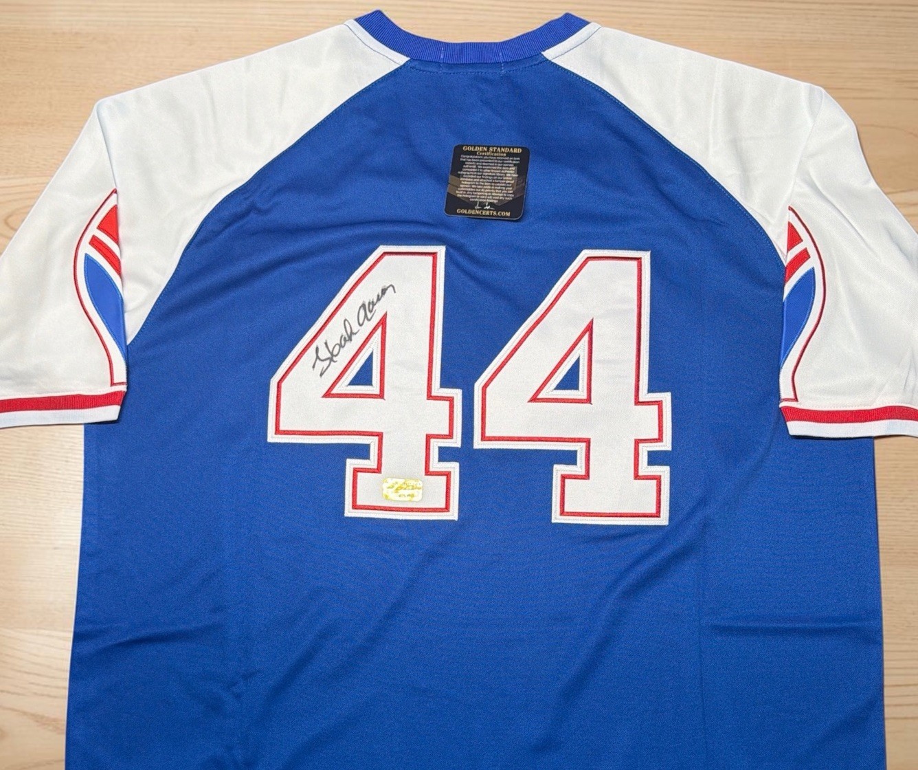 Hank Aaron Signed Jersey Milwaukee Braves Autographed COA #44 Hank Aaron Signed Jersey Milwaukee Braves Autographed COA #44