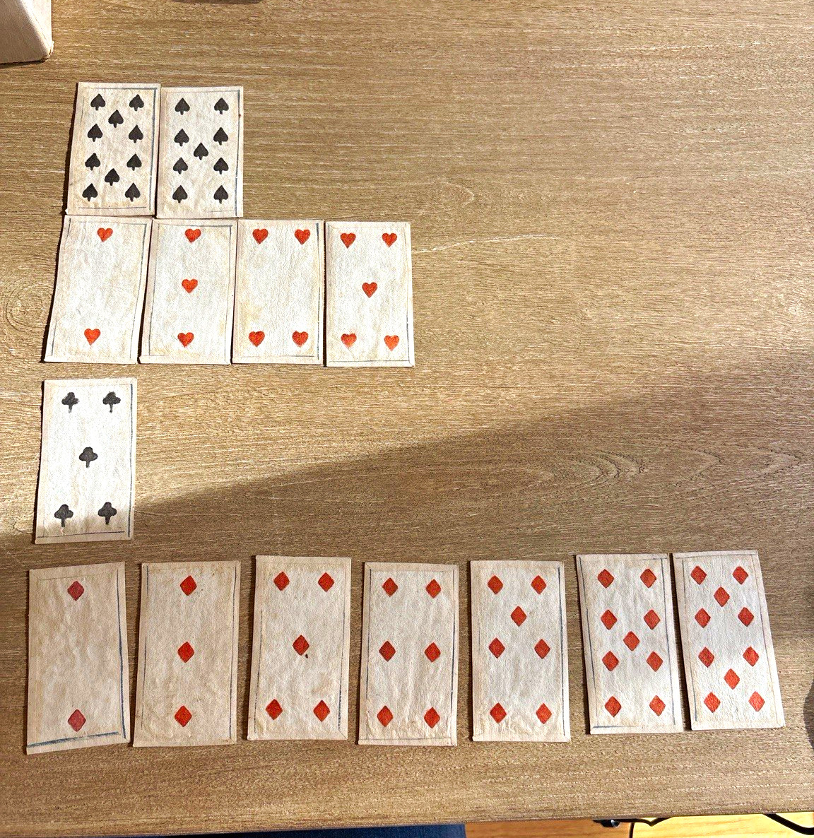 Rare 18th C Italian Playing Cards All’Aquila Bologna 14 Card Partial Deck