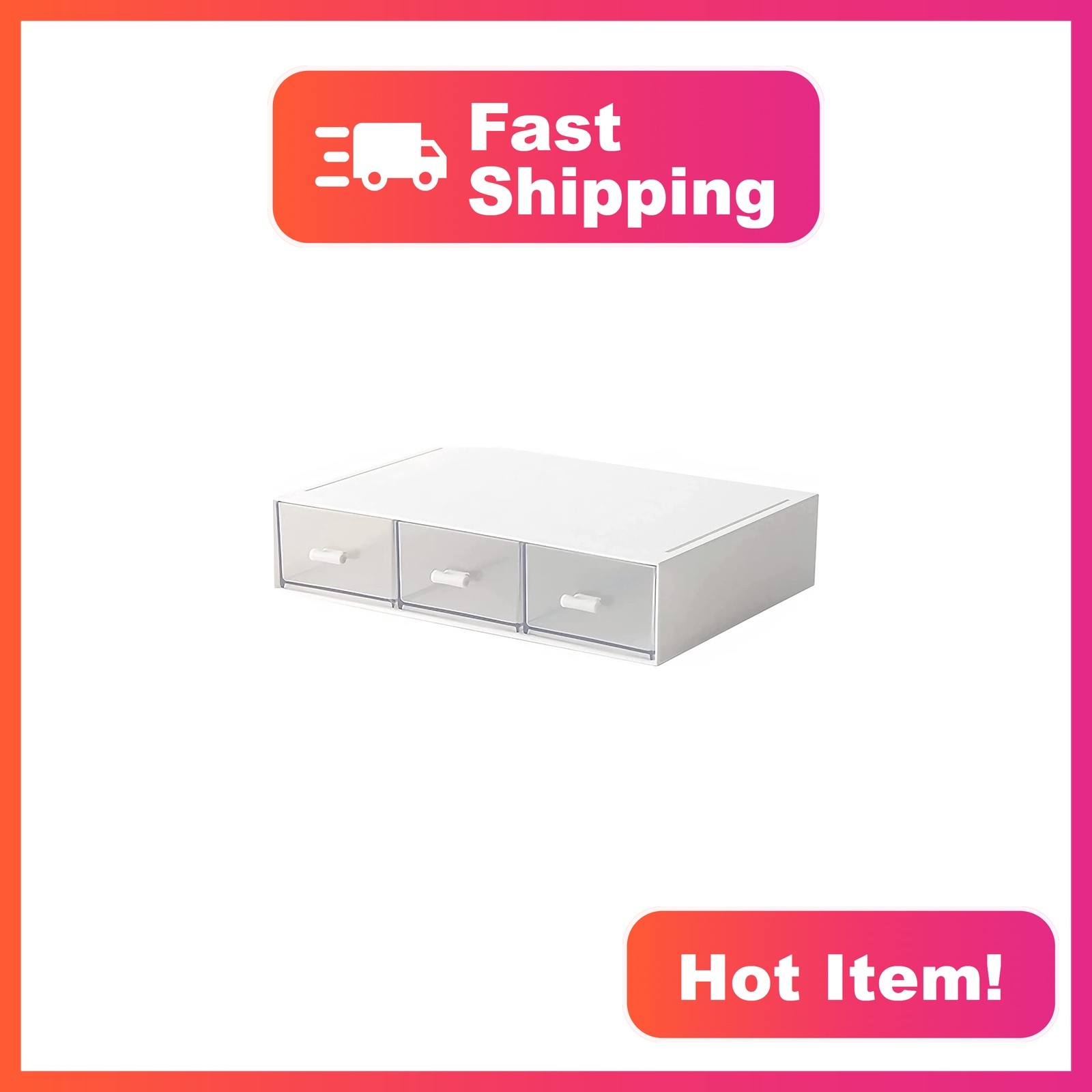 kulusion Plastic Desk Organizer 9x6.5x2 inch, 3 Compartment White