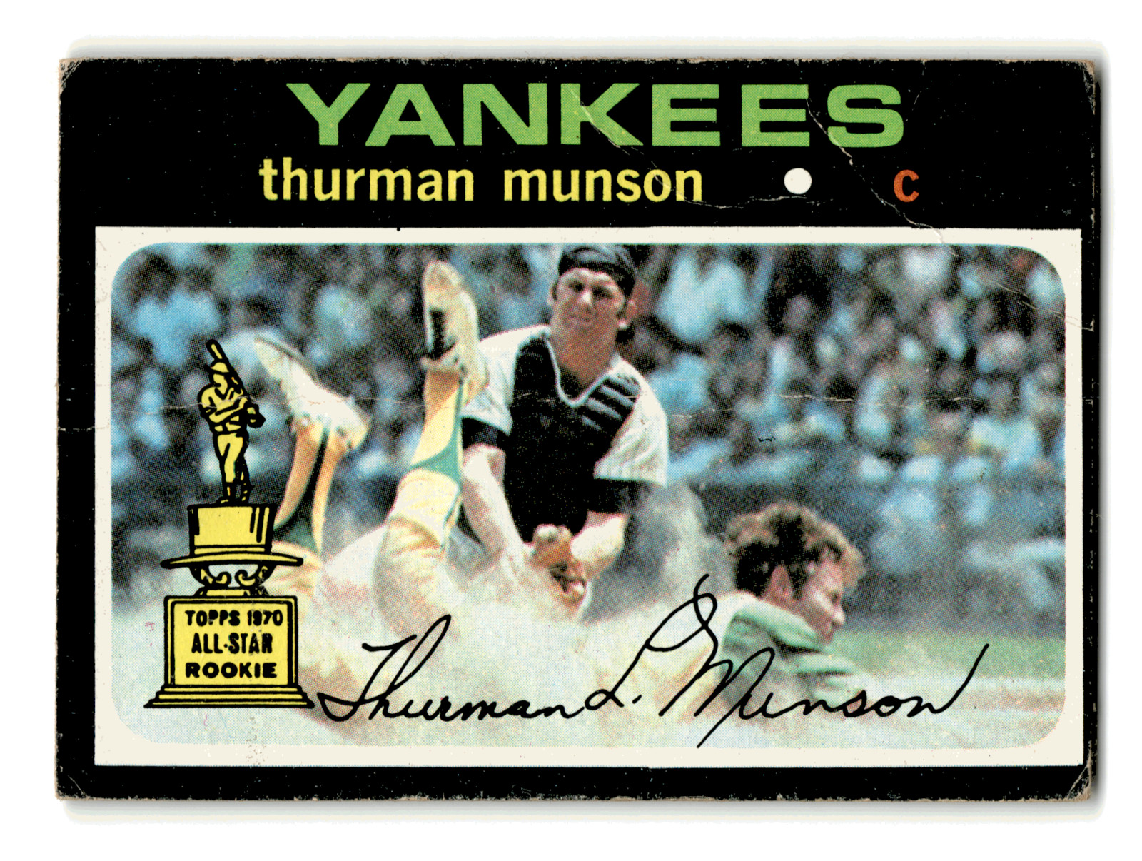 Thurman Munson 1971 Topps #5 2nd Year All-Star Rookie Gold Cup Trophy Low Grade