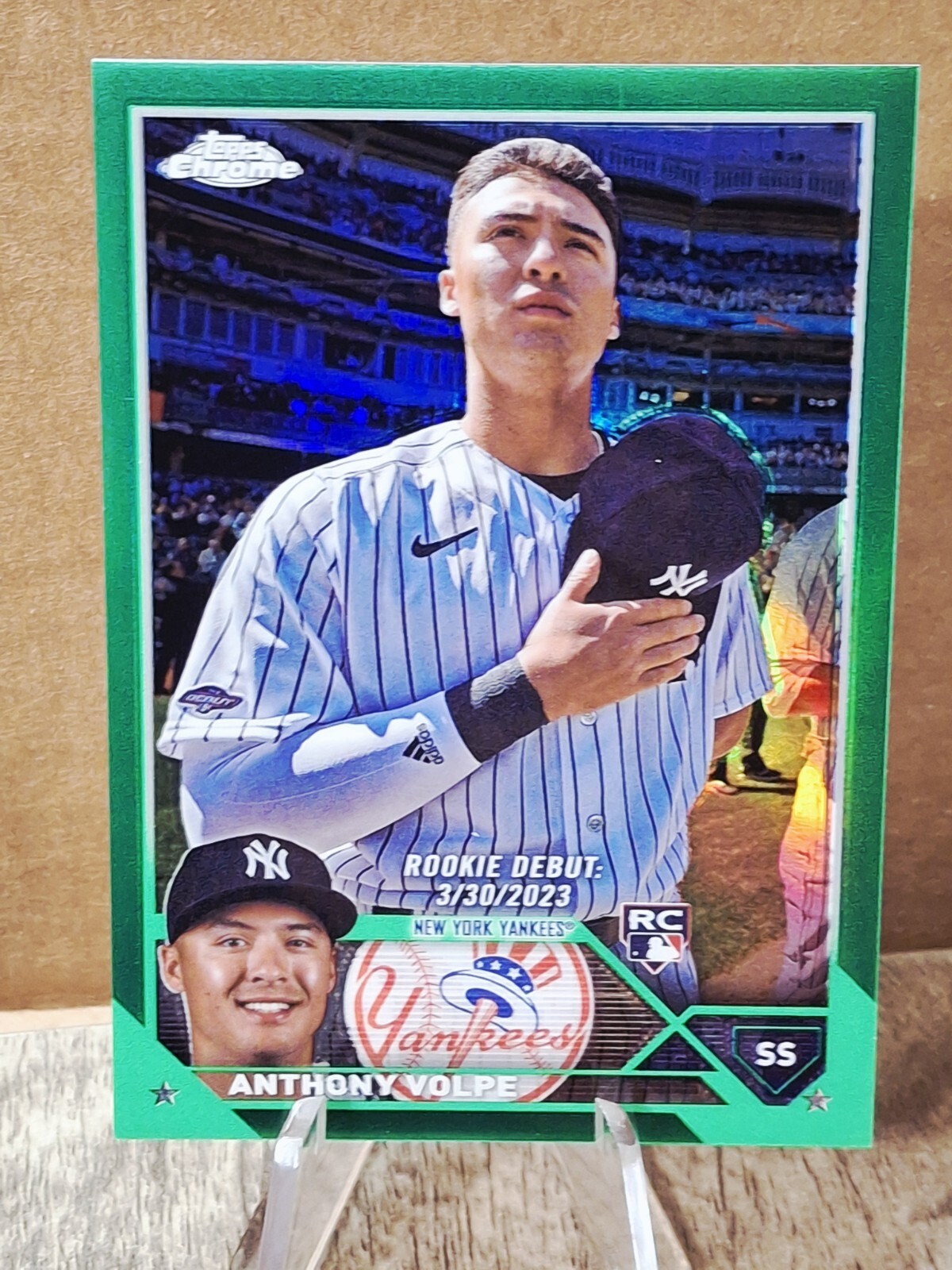 2023 Topps Chrome Update Anthony Volpe RC Rookie #USC35 Green Refractor /99 2023 Topps Chrome Update Anthony Volpe RC Rookie #USC35 Green Refractor /99