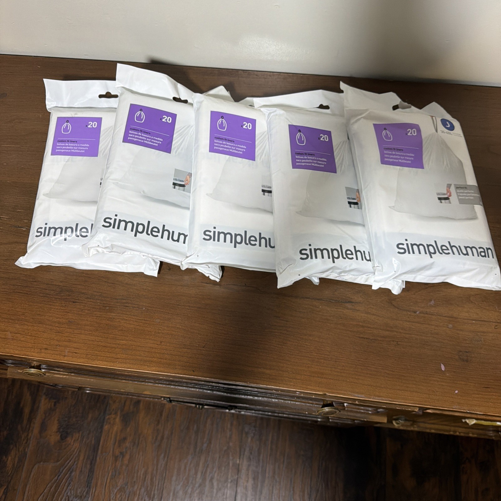 simplehuman Code J Custom Fit Liners 8-12 Gal White Trash Bags 5 pack 100 pieces simplehuman Code J Custom Fit Liners 8-12 Gal White Trash Bags 5 pack 100 pieces