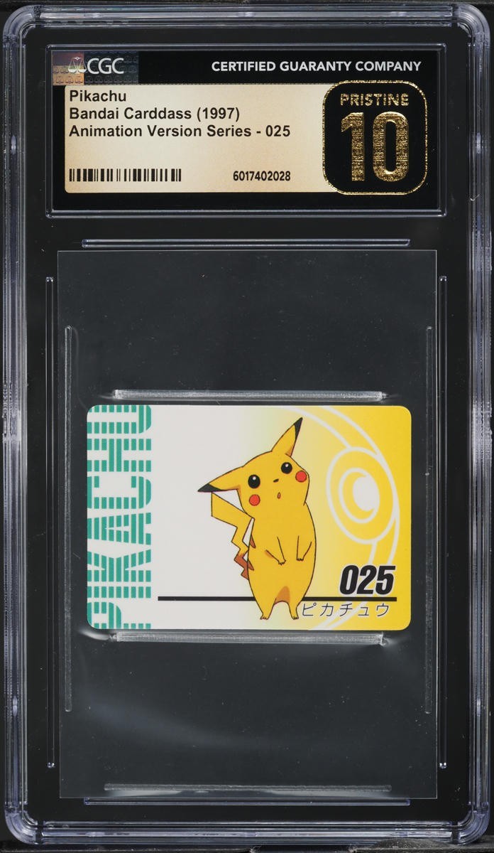 1997 Pokemon Japanese Bandai Carddass Animation Pikachu #25 CGC 10 PRISTINE