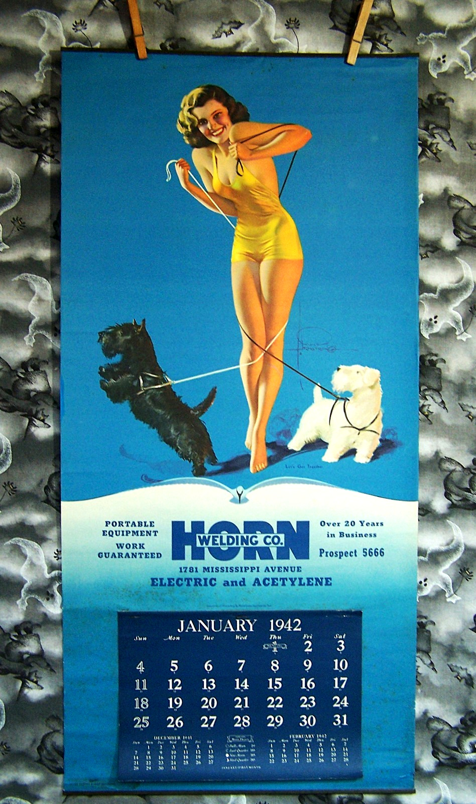 VINTAGE ARMSTRONG 1942 B&B FULL PAD PINUP CALENDAR VINTAGE ARMSTRONG 1942 B&B FULL PAD PINUP CALENDAR