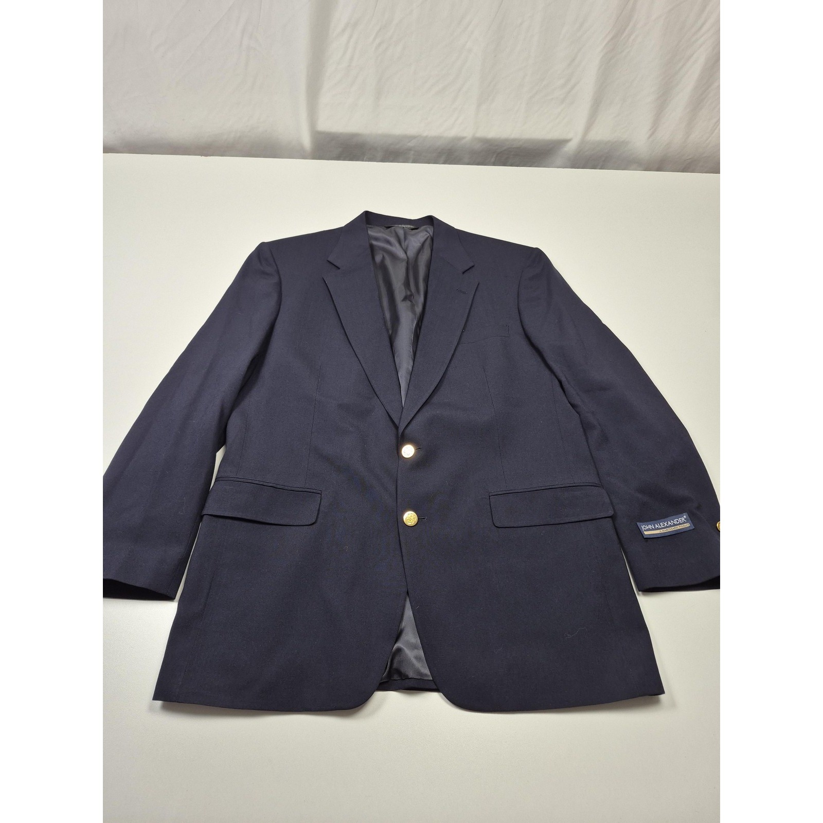 John Alexander Blazer Mens 43 Long Blue 100% Worsted Wool Sport Coat Jacket