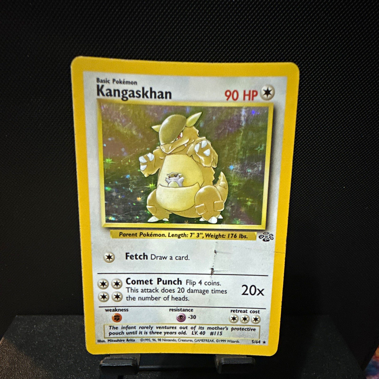 Wizards of the Coast Kangaskhan 5/64 Jungle Holo Rare 1999 vintage HP/Damaged Wizards of the Coast Kangaskhan 5/64 Jungle Holo Rare 1999 vintage HP/Damaged