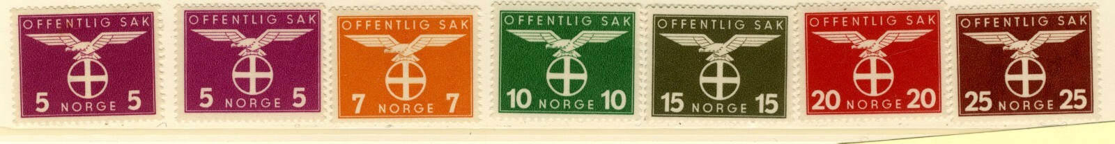 1942-44 Norway STAMP SC O44 O45 O46 O47 O48 O49 O50 O51 O52 O53 O54 O55-6 MLH OG