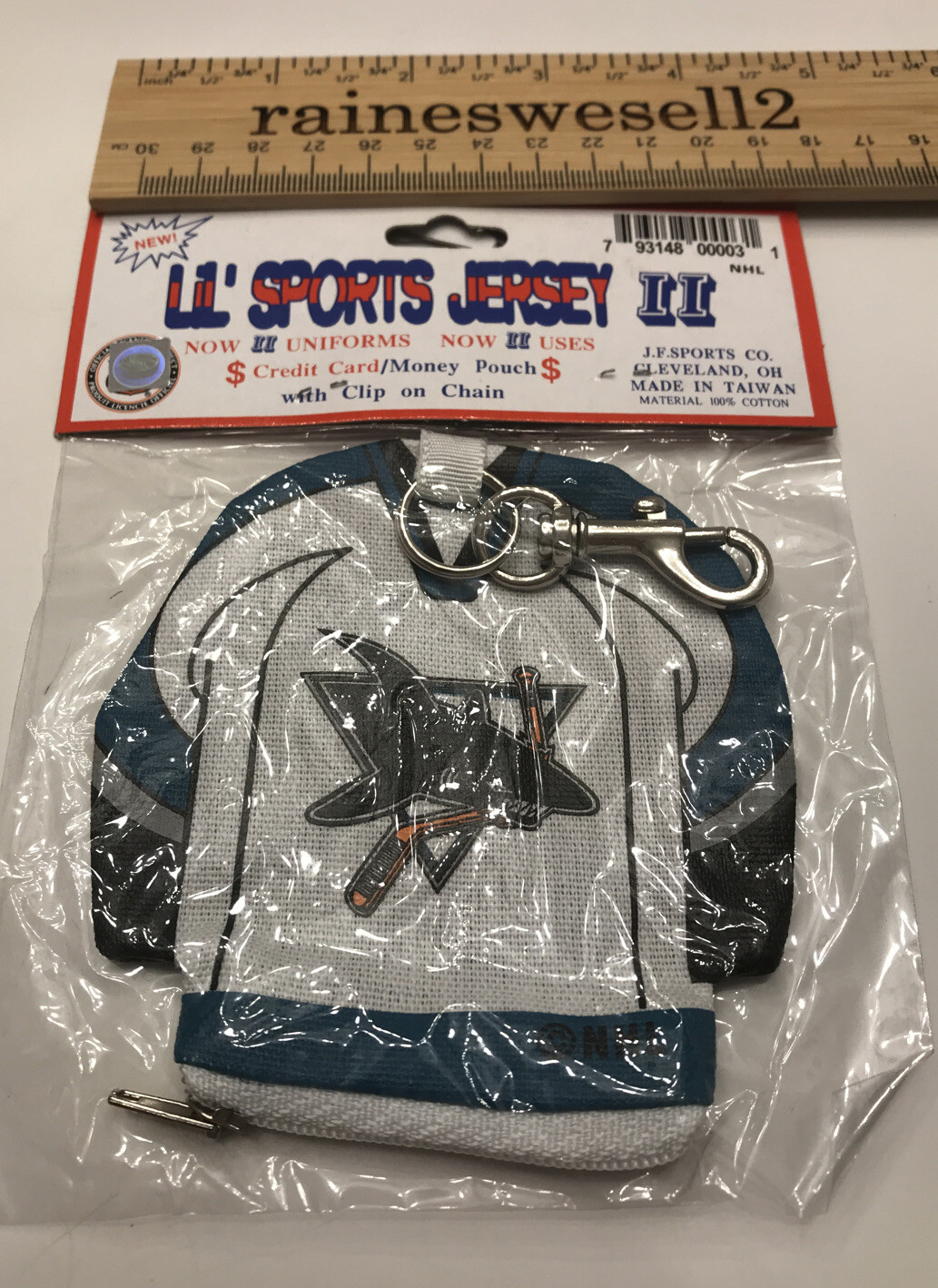 VTG NHL San Jose Sharks Money Pouch Hockey Jersey Keychain Lil Sports Brat NHL