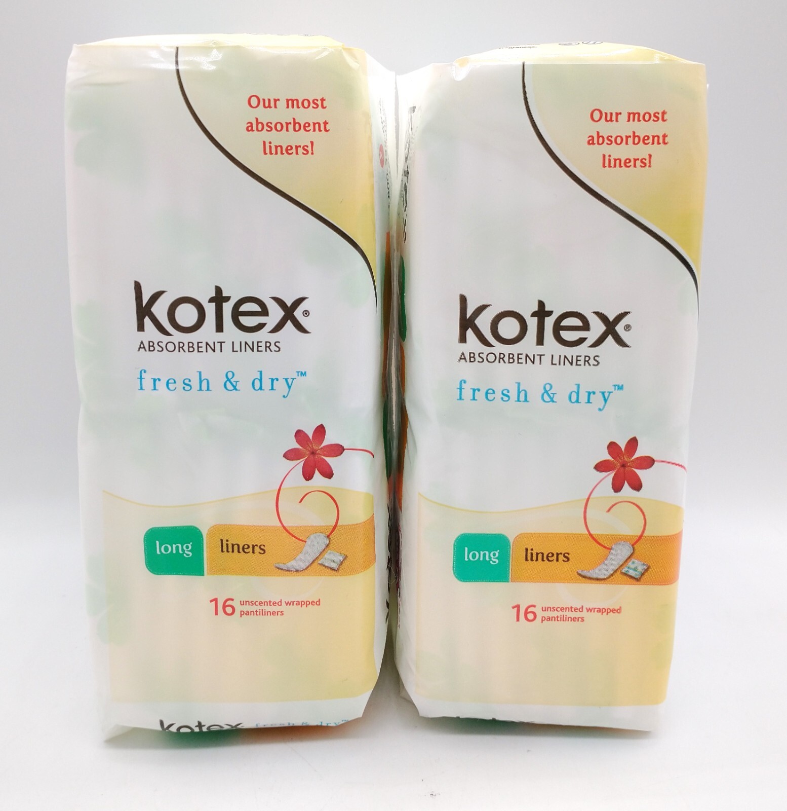 Vintage 2009 Kotex Lightdays Liners Long Wrapped 16 Count (2 Pack) Vintage 2009 Kotex Lightdays Liners Long Wrapped 16 Count (2 Pack)