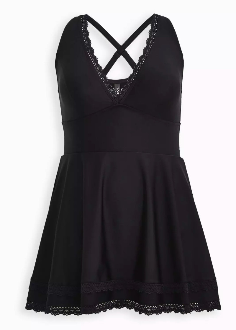NWT Torrid Black Swim Dress with Lace Accent size 1 - size 14/16 NWT Torrid Black Swim Dress with Lace Accent size 1 - size 14/16