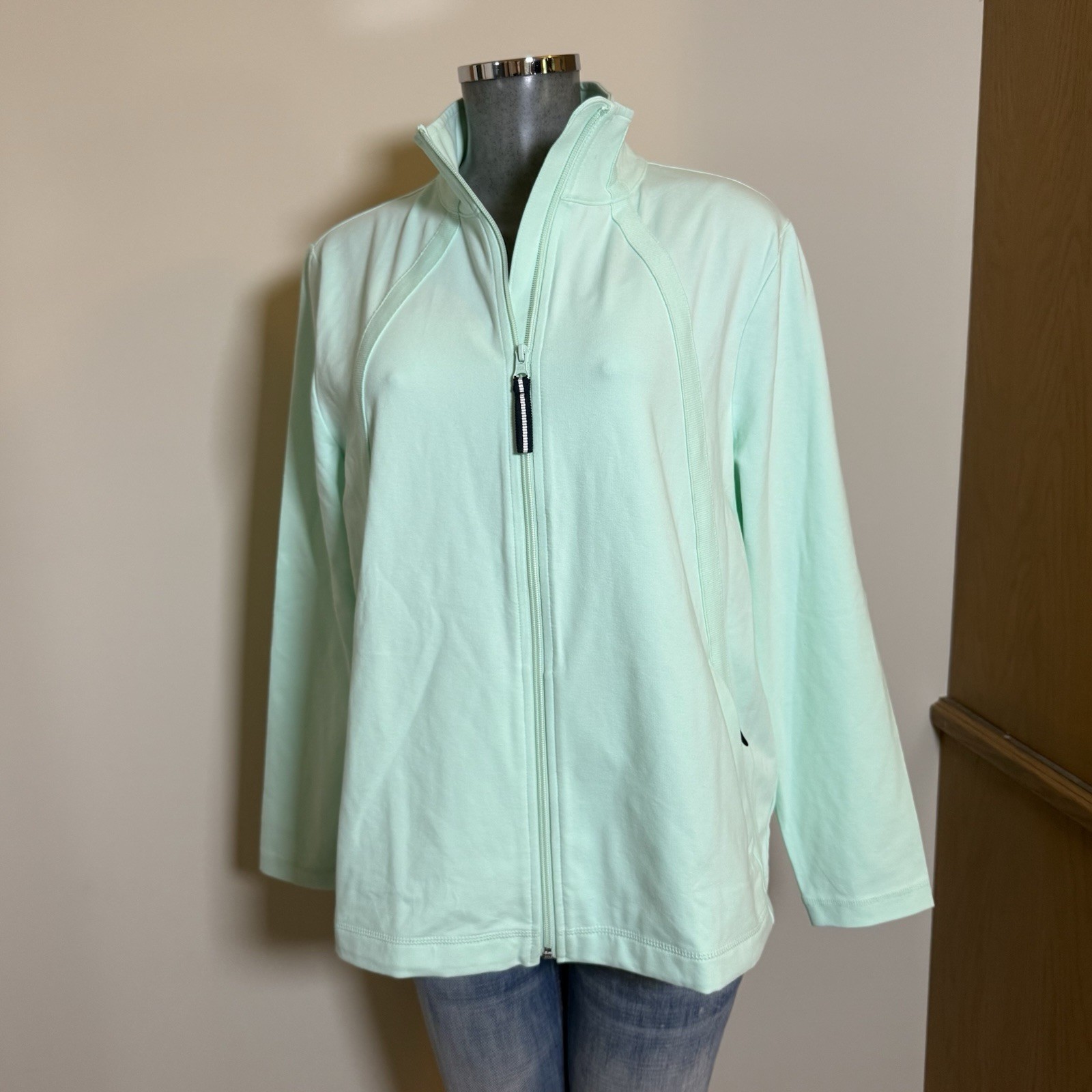 NWT T By Talbots Jacket Womens PXL Mint Green Full Zip Mock Neck Jacket Active NWT T By Talbots Jacket Womens PXL Mint Green Full Zip Mock Neck Jacket Active