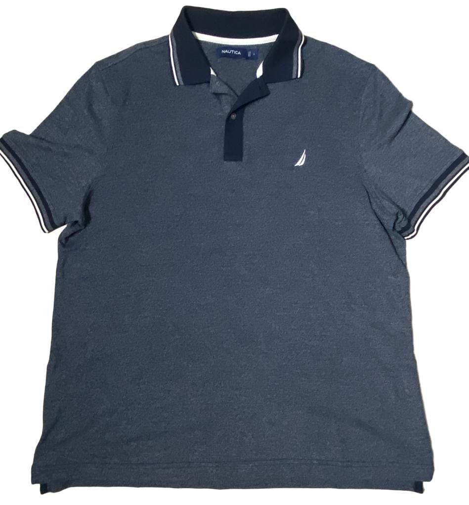 Nautica Blue Heather Polo Shirt Size L