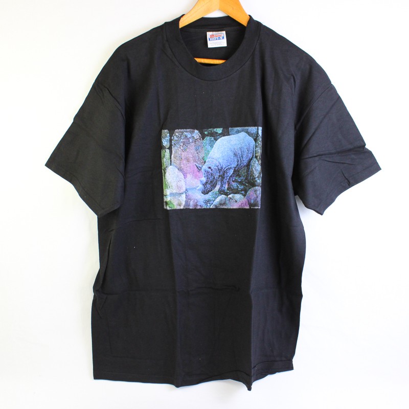 NWOT Vtg Hanes Beefy-T Adult XL Black Rhino Graphic Short Sleeve T-Shirt NWOT Vtg Hanes Beefy-T Adult XL Black Rhino Graphic Short Sleeve T-Shirt